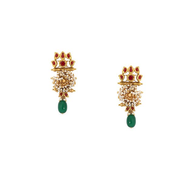 Tanishq 22KT Glass Kundan Necklace Set for Women 4