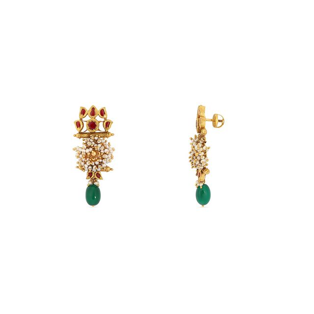 Tanishq 22KT Glass Kundan Necklace Set for Women 5