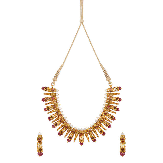 Tanishq 22 KT Theyyam�Pillars Necklace Set for Women 