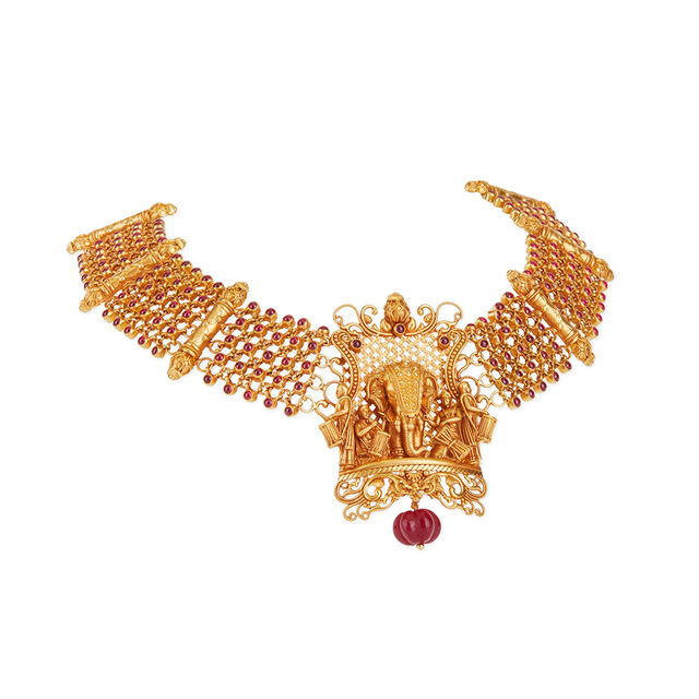 Tanishq 22 KT Echoes of the Temple Necklace Set for Women 7