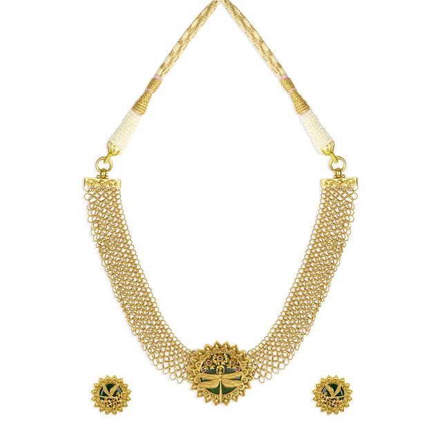 Tanishq 22KT Synthetic Stone Necklace Set for Women 