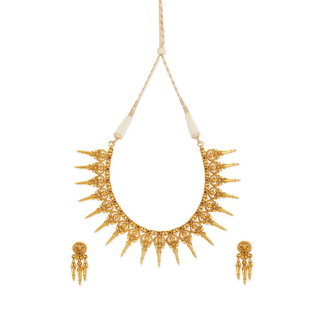 Tanishq 22KT Theyyam Headdress Necklace Set for Women 