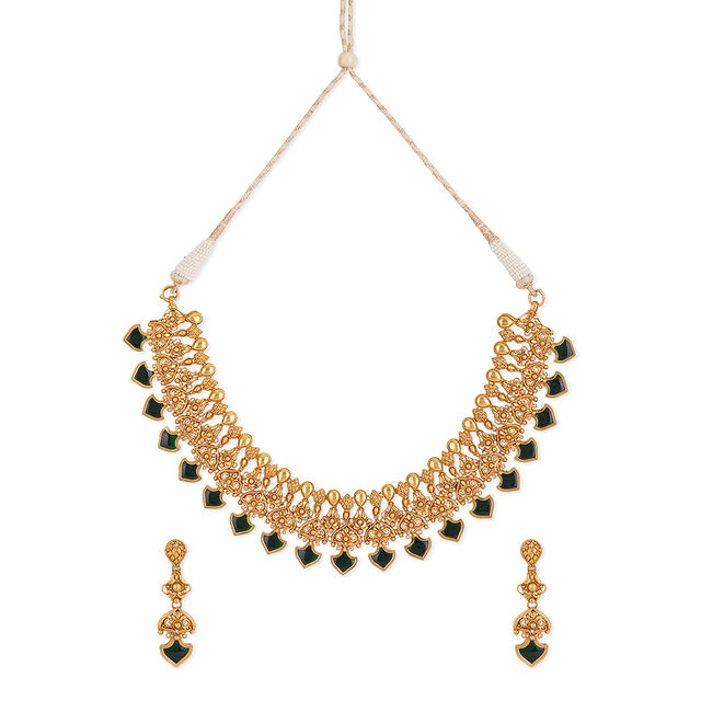Tanishq 22 KT Green Wings Necklace Set for Women 