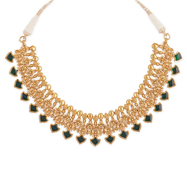 Tanishq 22 KT Green Wings Necklace Set for Women 2