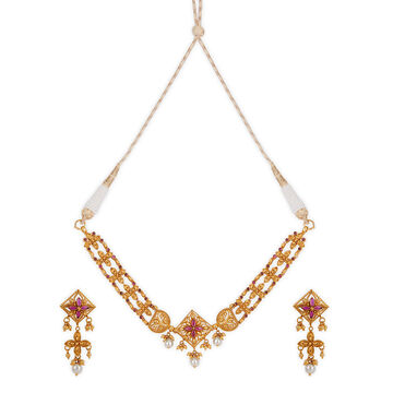 Tanishq 22KT Ixora Blaze Choker Set for Women