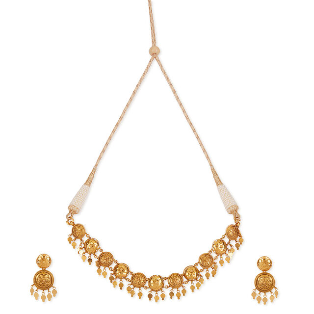 Tanishq 22KT Pookalam Bloom Necklace Set for Women 