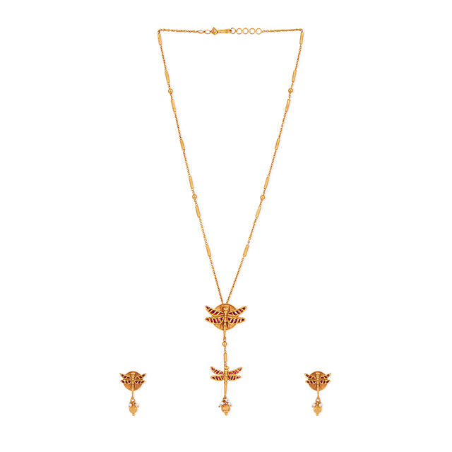 Tanishq 22KT Grace of Onathumbi Necklace Set for Women 