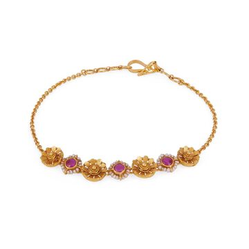 Tanishq 22 KT Lotus Buds and Ruby Glow Bracelet for Women
