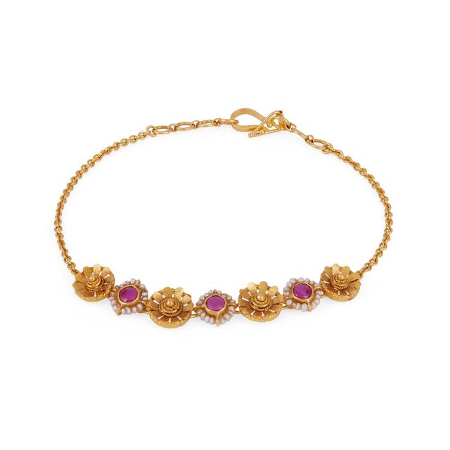 Tanishq 22 KT Lotus Buds and Ruby Glow Bracelet for Women 