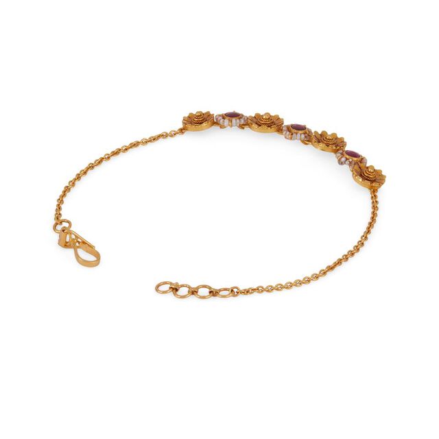 Tanishq 22 KT Lotus Buds and Ruby Glow Bracelet for Women 2