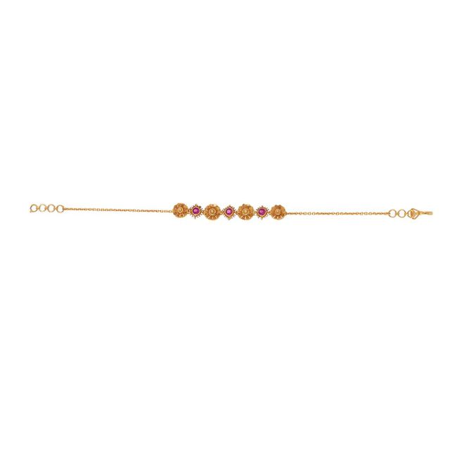 Tanishq 22 KT Lotus Buds and Ruby Glow Bracelet for Women 3