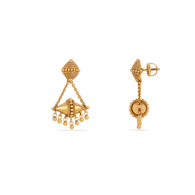 Tanishq 22 KT Theyyam Drape Drop Earrings for Women 2