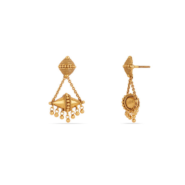 Tanishq 22 KT Theyyam Drape Drop Earrings for Women 4