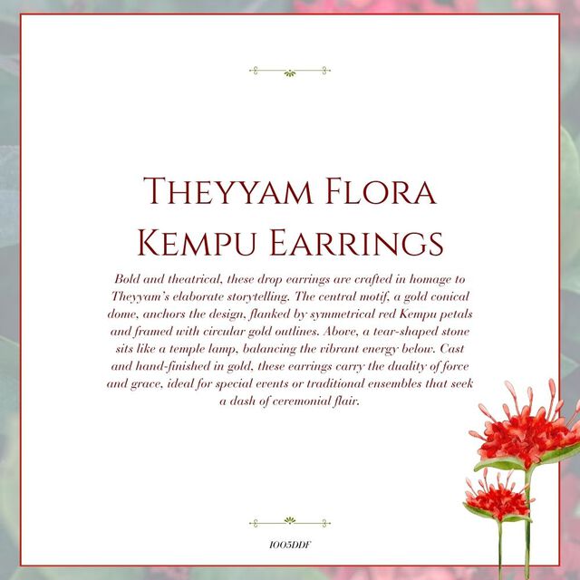 Tanishq 22 KT Theyyam Flora Kempu Earrings for Women 6