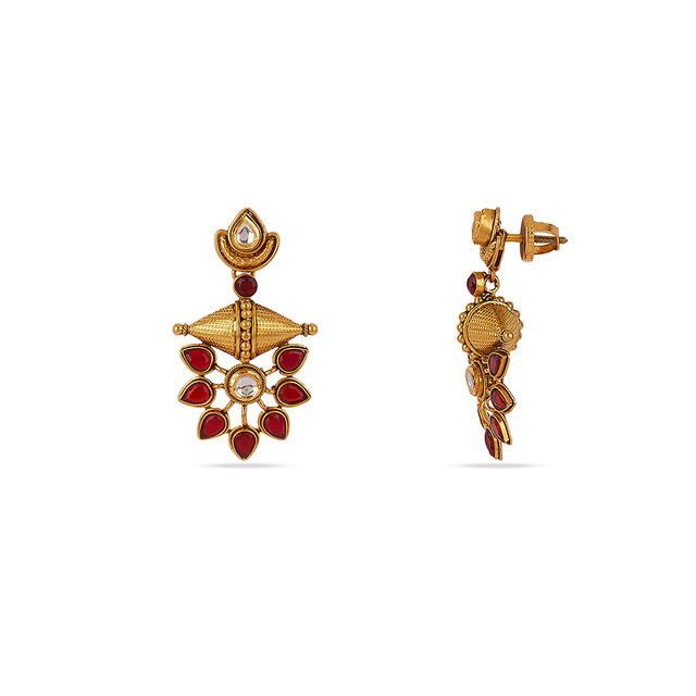 Tanishq 22 KT Theyyam Flora Kempu Earrings for Women 2