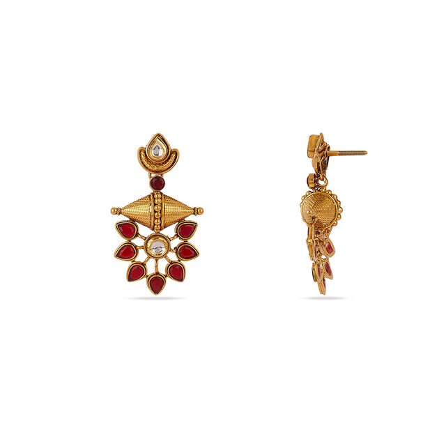 Tanishq 22 KT Theyyam Flora Kempu Earrings for Women 5