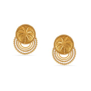 Tanishq 22KT Kasu Palm Drop Earrings for Women