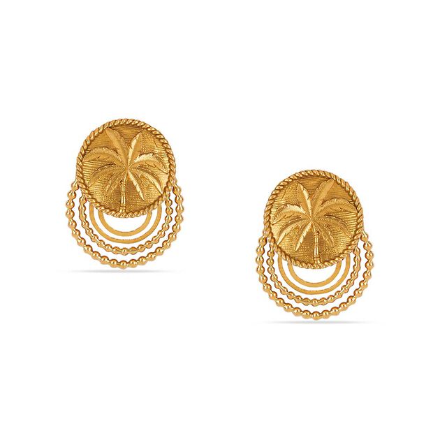 Tanishq 22KT Kasu Palm Drop Earrings for Women 
