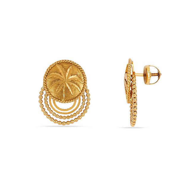 Tanishq 22KT Kasu Palm Drop Earrings for Women 2