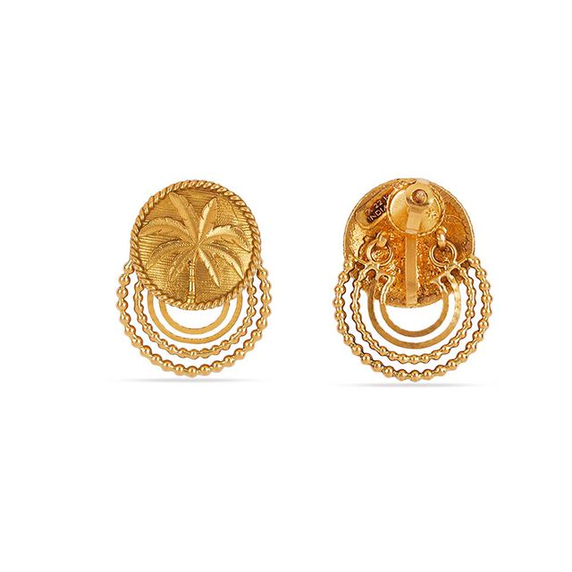 Tanishq 22KT Kasu Palm Drop Earrings for Women 4