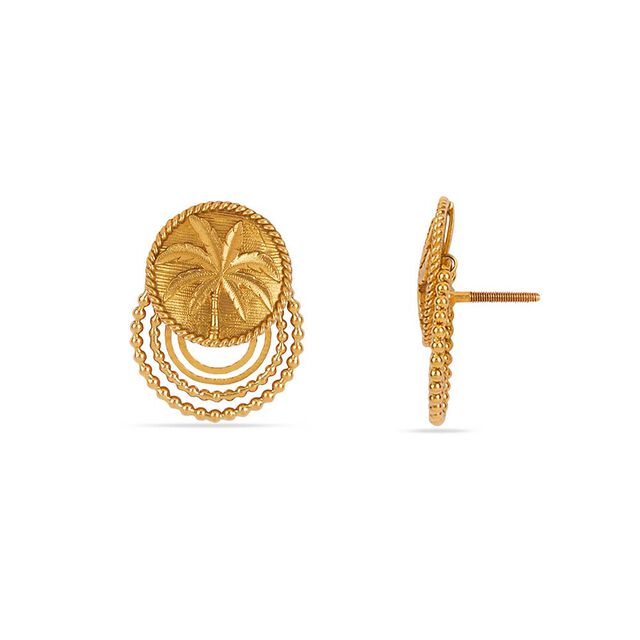 Tanishq 22KT Kasu Palm Drop Earrings for Women 5