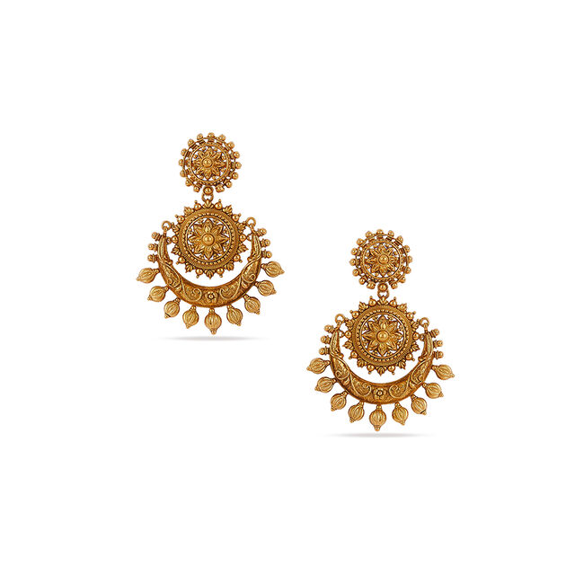 Tanishq 22 KT Pookkalam Radiance Drop Earrings for Women 