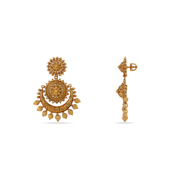 Tanishq 22 KT Pookkalam Radiance Drop Earrings for Women 2