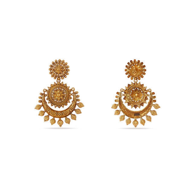 Tanishq 22 KT Pookkalam Radiance Drop Earrings for Women 4