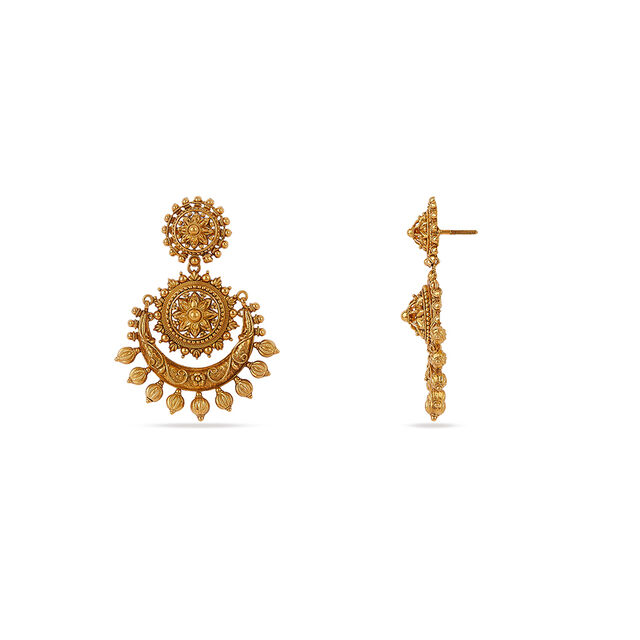 Tanishq 22 KT Pookkalam Radiance Drop Earrings for Women 5