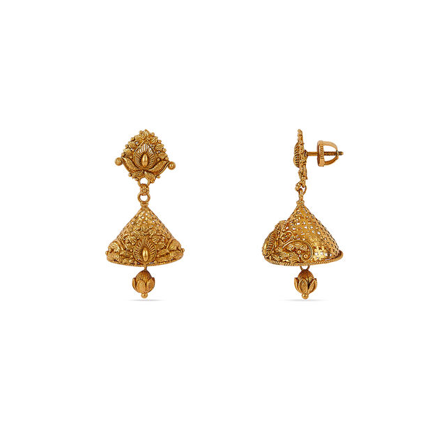Tanishq 22 KT Timeless Floral Jhumkas for Women 2