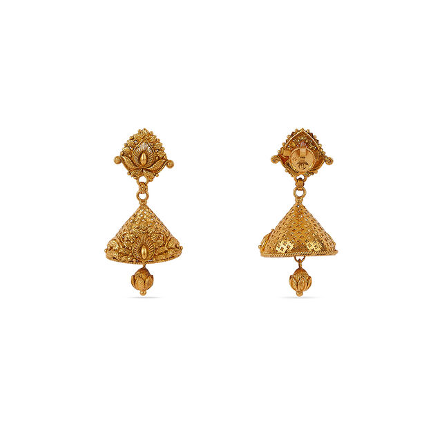 Tanishq 22 KT Timeless Floral Jhumkas for Women 3