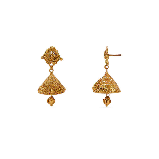 Tanishq 22 KT Timeless Floral Jhumkas for Women 4