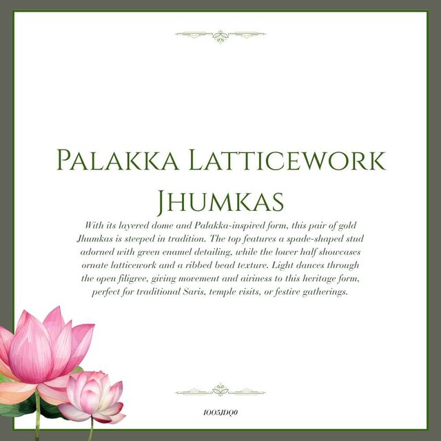 Tanishq 22KT Palakka Latticework Jhumkas for Women 5