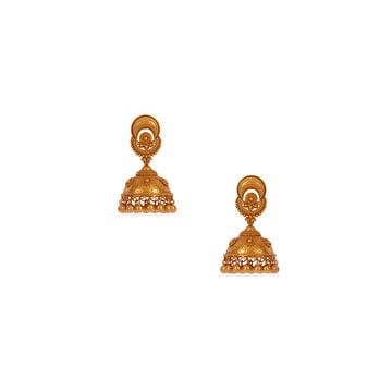 Tanishq 22 KT Theyyam Gaze Gold Jhumkas for Women