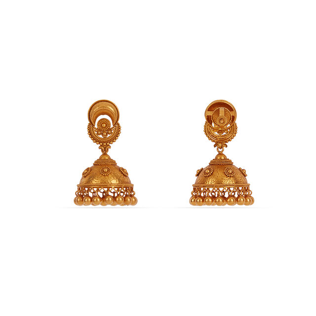 Tanishq 22 KT Theyyam Gaze Gold Jhumkas for Women 4