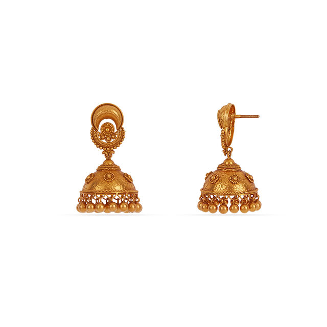 Tanishq 22 KT Theyyam Gaze Gold Jhumkas for Women 5