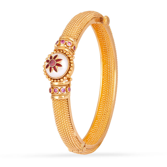 Tanishq 22KT Pearl Enamel Grace Bangle for Women 2