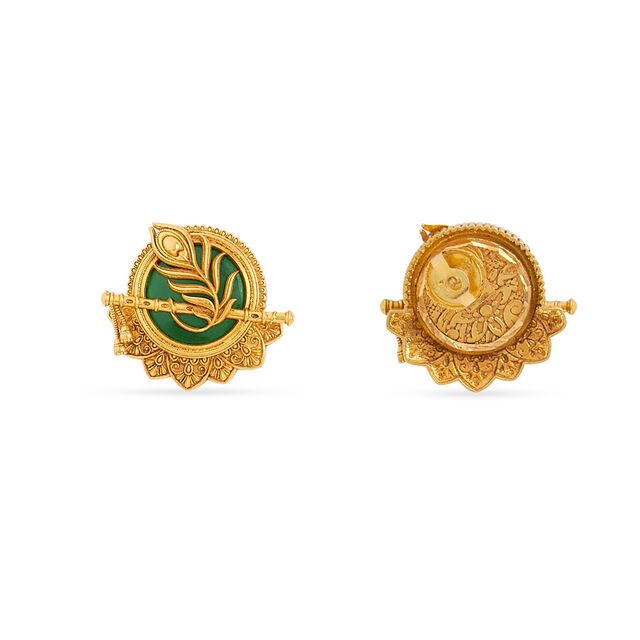 Tanishq 22KT Gold Pendant and Earrings Set for Women 3