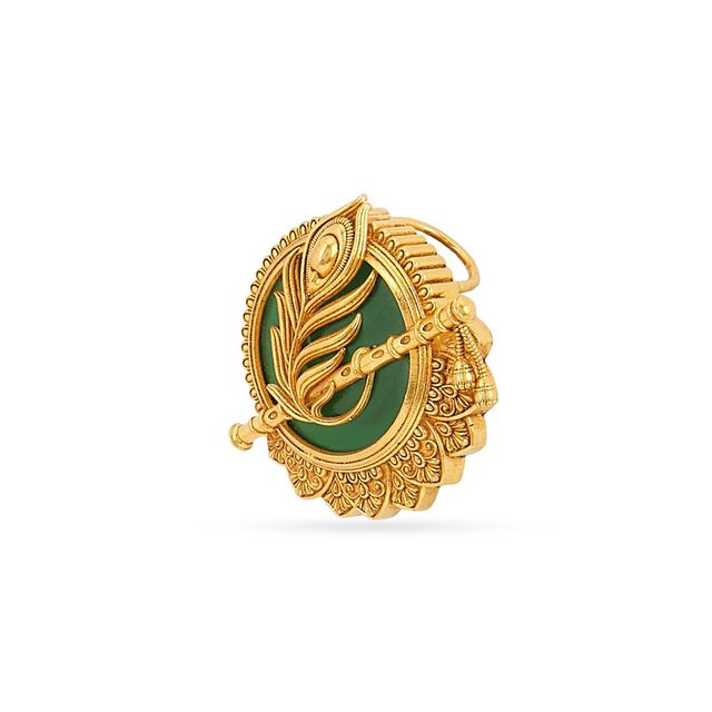 Tanishq 22KT Gold Pendant and Earrings Set for Women 4