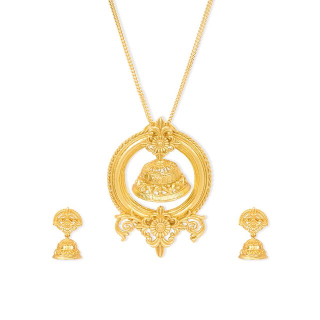 Tanishq 22KT Gold Pendant Set for Women 