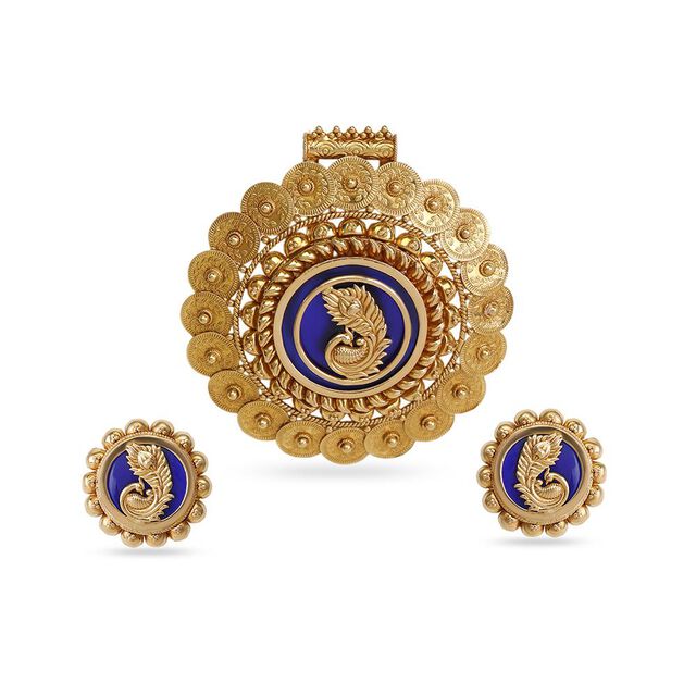 Regal Peacock Feather Pendant Set 2
