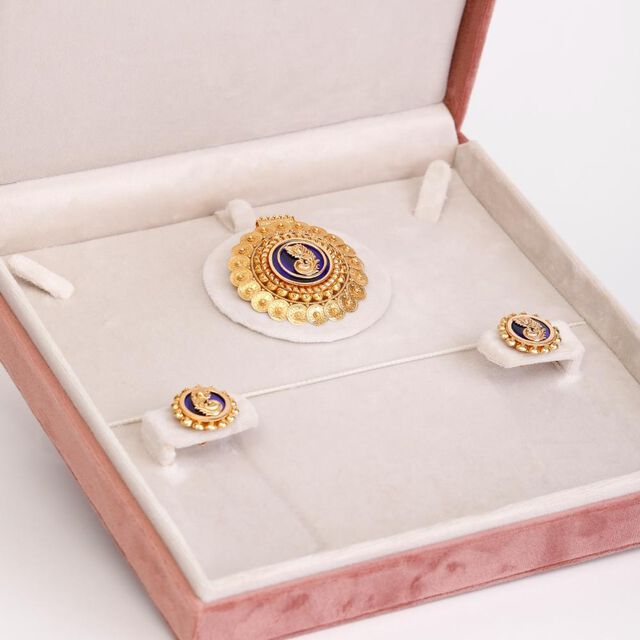 Regal Peacock Feather Pendant Set 7