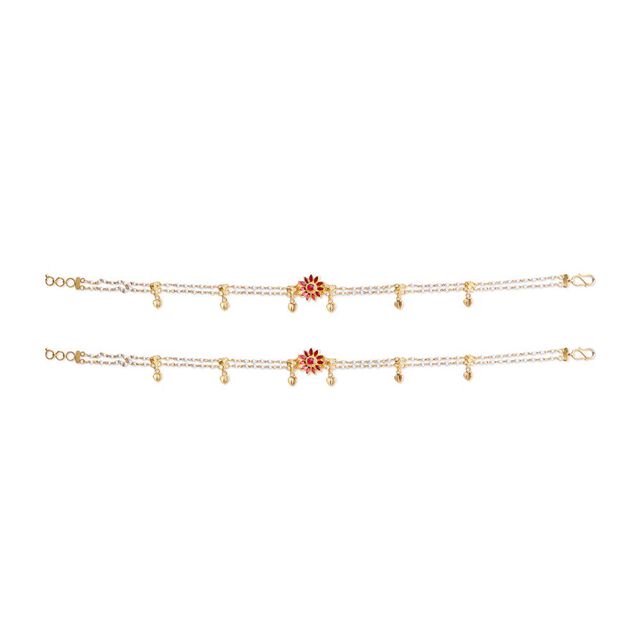 Graceful Floral Pearl Anklet 2