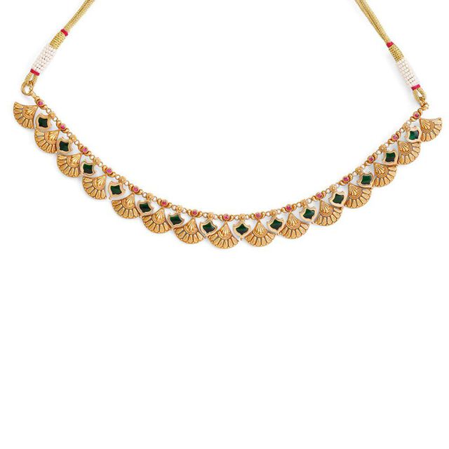 Traditional Palakka Mala Gold Necklace 2