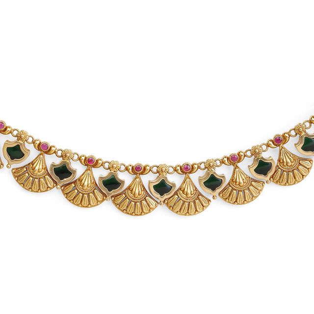 Traditional Palakka Mala Gold Necklace 5