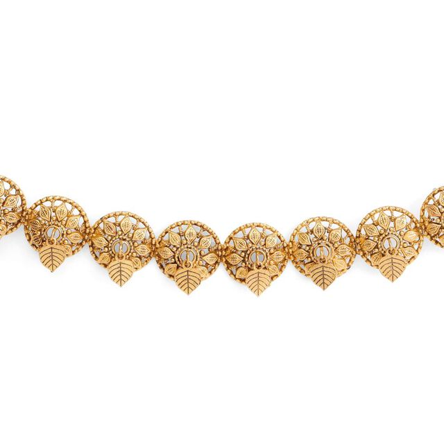 Peepal Leaf Floral Gold Choker 4