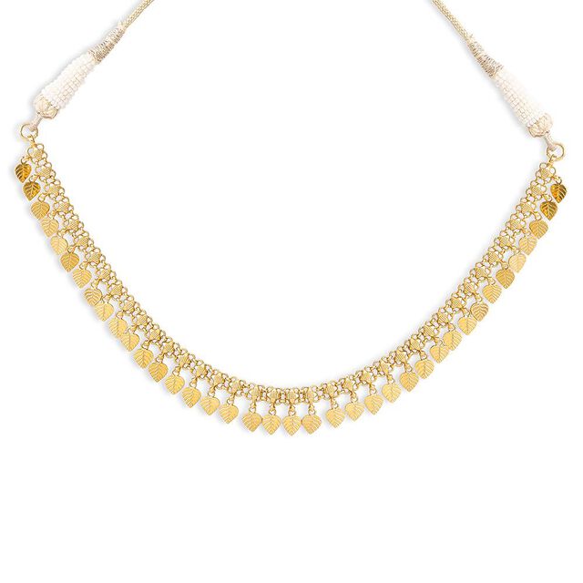 Graceful Peepal Leaf Gold Necklace 2