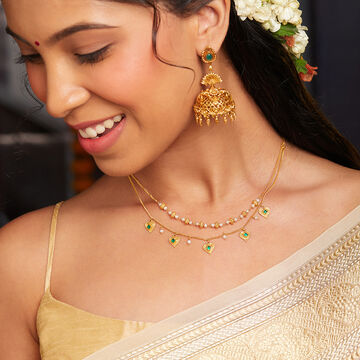Peepal Leaf Layered Charm Necklace