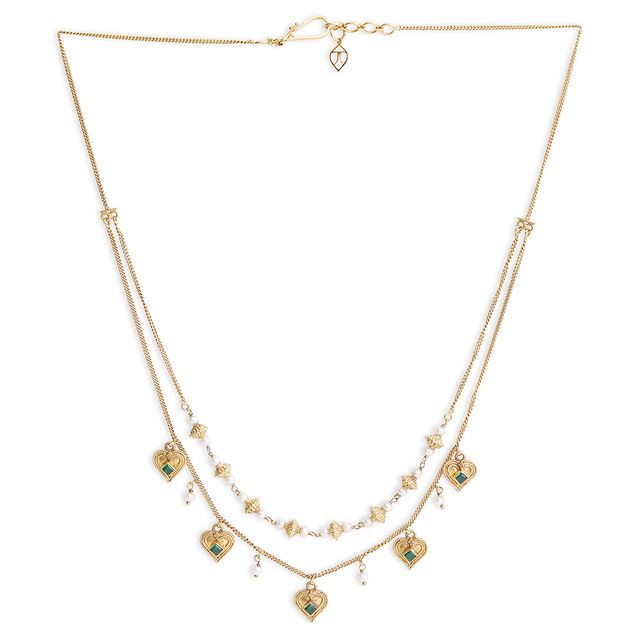 Peepal Leaf Layered Charm Necklace 2