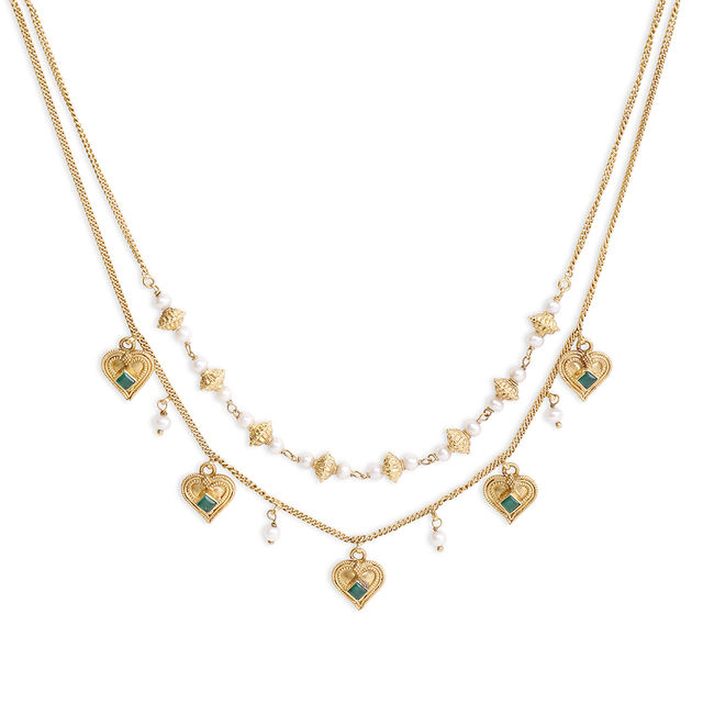 Peepal Leaf Layered Charm Necklace 3